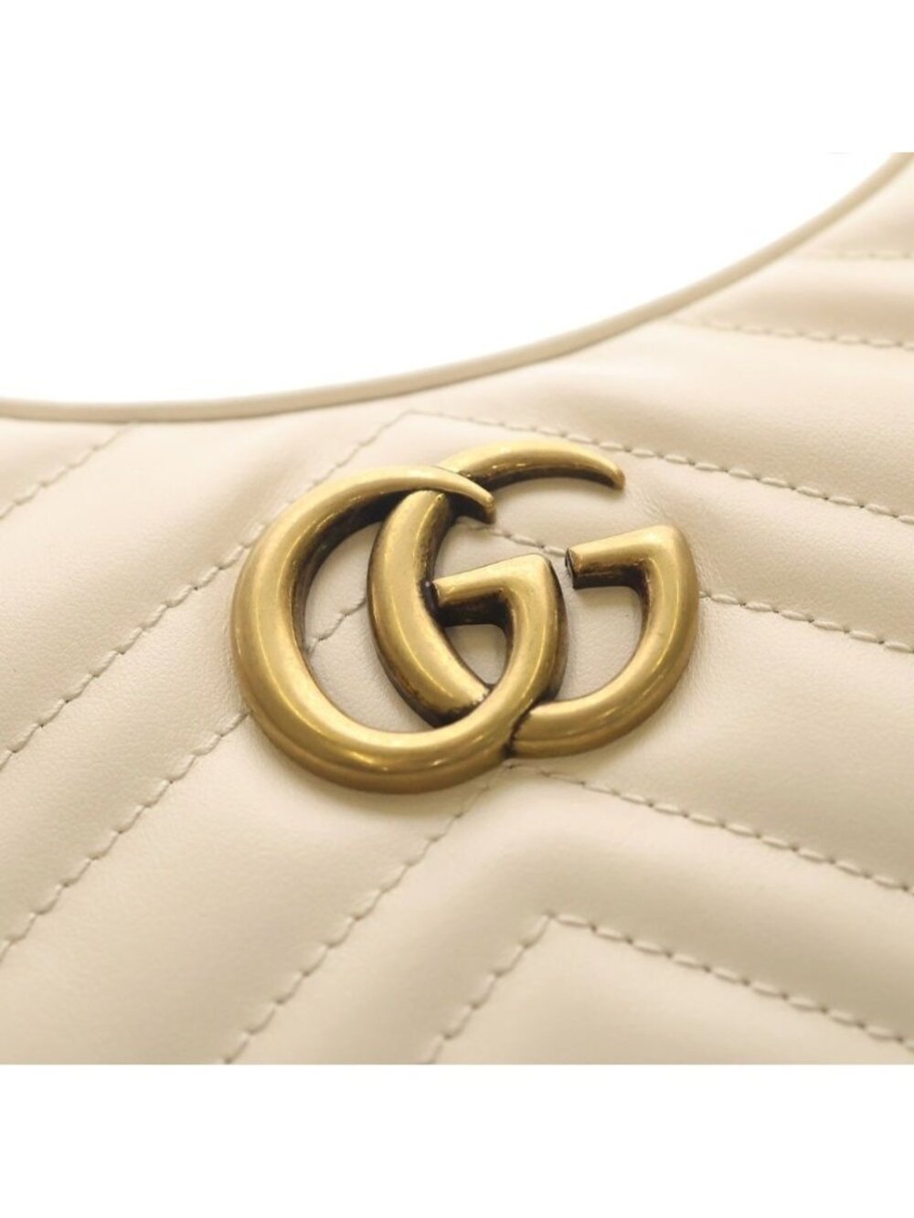 Gucci GG Marmont Half Moon Shoulder Bag Leather Chain Ivory - Picture 5 of 6